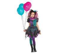 Creepy Clown Girls Fancy Dress Circus Horror Harlequin Kids Halloween Costumes