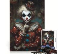 Creepy Clown with Finger to Lips 1000 Pieces Jigsaw Puzzles for Teenagers Brain Logic Restful Game Family Fun Xmas Surprise (38x26cm)