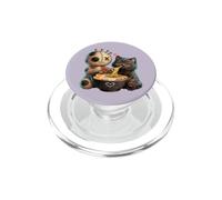 Creepy Cute Black Cat and Voodoo Doll Eating Ramen PopSockets PopGrip for MagSafe