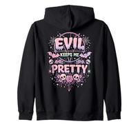 Creepy Cute Evil Keeps Me Pretty Pastel Goth Horror Bat Zip Hoodie