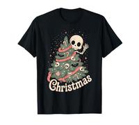 Creepy Cute Kawaii Skeleton Christmas Tree Skull Bat Women T-Shirt