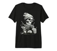 Creepy Cute Skeleton Knitting Crocheting for Yarn Knitter Premium T-Shirt
