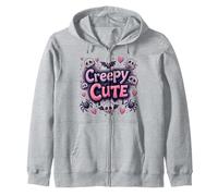 Creepy Cute: Spooky Kawaii Halloween Charm for Pastel Goths Zip Hoodie, Adult Unisex, Heather Grey, M