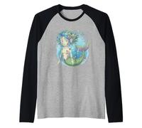 Creepy Cute Zombie Mermaid Kawaii Pastel Goth Witchy Raglan Baseball Tee