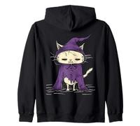 Creepy Cute Zombie Wizard Cat Undead Magic Feline Zip Hoodie
