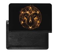 Creepy Demon Head Rainbow Baphomet Pentagram Passport Holder PU Leather Travel Wallet