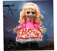 Creepy Doll, 11.8 Inch Halloween Dolls Animated Scary Doll with Light up Eyes, Horror Sounds, ＆ Motions, Battery Powered Horror Dolls for Haunted House Halloween Decorations