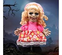 Creepy Doll, 11.8 Inch Halloween Dolls Animated Scary Doll with Light up Eyes, Horror Sounds, ＆ Motions, Battery Powered Horror Dolls for Haunted House Halloween Decorations Girl