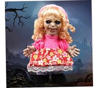 Creepy Doll 11.8 Inch Halloween Dolls Animated Scary Doll with Light up Eyes, Horror Sounds, ＆ Motions, Battery Powered Horror for Haunted House Halloween Decorations Girl