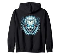 Creepy Evil Clown Glowing Blue Eyes Zip Hoodie