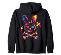 Creepy Goth Bunny, Cute Rabbit Alt Outfit E-Girl Gothic Zip Hoodie