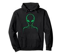 Creepy Green Alien Head Line Art | UFO Believers & Halloween Pullover Hoodie