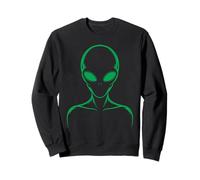 Creepy Green Alien Head Line Art | UFO Believers & Halloween Sweatshirt