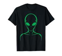Creepy Green Alien Head Line Art | UFO Believers & Halloween T-Shirt