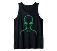Creepy Green Alien Head Line Art | UFO Believers & Halloween Tank Top