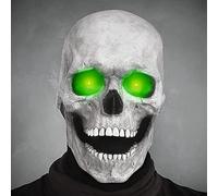 Creepy Halloween Full Head Skull Mask with Moving Jaw,The Latest Skeleton Biochemical Mask for 2021 Halloween Skull Mask-3d Skull Mask Realistic Scary Skeleton Headgear (A Green Light)