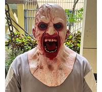 Creepy Halloween Masks,Halloween Masks Scary Realistic Mask Latex For Adults UK Scream Smart Cover Adult Party Costume Prop Afraid Terrible Blood Red for Adults Men (002 Tearable,One Size)