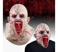 Creepy Halloween Masks,Scary Mask Realistic Latex Masks For Adults UK Skeleton Adult Face Covering Costumes Men Mens Afraid Terrible Blood Red for Adults Women Men (003 Red,One Size)