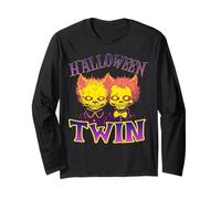 Creepy Halloween Twin Undead Cat Monster Horror Duo Long Sleeve T-Shirt