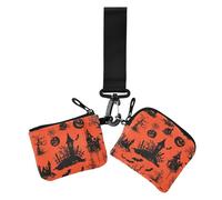 Creepy Holloween Red Black Women's Coin Pouches Card Holder Compact Size Zipper Cash Coin Purse with Wristlet Strap for Daily Use 2 Packs