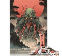 Creepy Japanese Cthulhu Puzzle for Adults And Teenagers 500 Pieces Wooden Puzzles for Adults & Teenager Unique Home Decor And Gifts 500pcs (52x38cm)