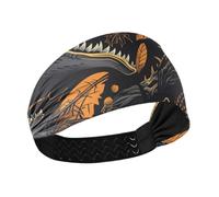 Creepy Jurassic Dino Halloween Non-Slip wide headbands for women Stretchy head sweat bands for women for Volleyball Cycling Football Cycling