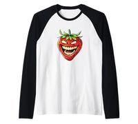 Creepy laughing Strawberry Costume for Man and Woman Raglan Baseball Tee