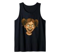 Creepy Little Girl Scary Face Simple Halloween Costume Idea Tank Top