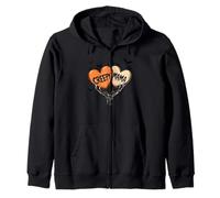 Creepy Mama Hearts Bats Spooky Season Vibes Zip Hoodie
