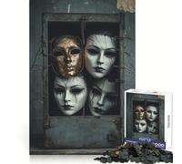 Creepy Masks in A Box 1000 Piece Jigsaw Puzzles for Adults Mind Workout Pastime Game Home Fun Santa Present (38x26cm)