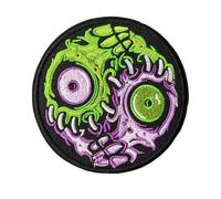 Creepy Monster Zombie Eyeball Embroidered Patch, Green Purple Gothic Morale Tactical Badge Hook and Loop Decorative Patches for Clothing, Hat, Backbag
