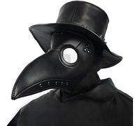 Creepy Party Plague Doctor Mask Black Leather Long Nose Bird Beak Steampunk Masks Costume Props for Masquerade Halloween Party Carnival Cosplay