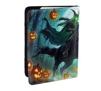 Creepy Pumpkin Head Rider Printed Passport Holder,Travel Pu Leather Passport Cover Case Organiser for Men Women,6.5 Inch