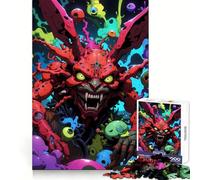 Creepy Red Monster with Floating Eyeballs 1000 Piece Jigsaw Puzzle for Teenagers DIY Fun Clear Tone Pattern Assemble Night Fun (50x75cm)