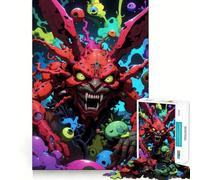 Creepy Red Monster with Floating Eyeballs Puzzle for Teenagers 1000 Pieces Sharp Brain Decompress Family Bond Birthday Idea (38x52cm)