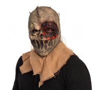 Creepy Scarecrow Mask Burlap Killer Clown Full Head Cosplay Mask for Adults | realistic scary mask,durable linen latex,eyes nose openings,breathable,wide vision,halloween cosplay carnival party prop