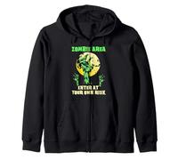 Creepy Scary Zombie Design Kids Boys Girls Halloween Zip Hoodie