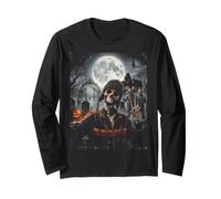 Creepy Skeleton Zombie Full Moon Graveyard Long Sleeve T-Shirt