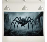 Creepy Spider Wall Backdrop, Dark Gothic Scary Decorations for Halloween Party, Spooky Indoor/Outdoor Photo Background Supplies 71x43 Inch
