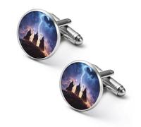 Creepy Witchy Halloween Shirt Cufflinks Round Cuff Links for Business Wedding Party Father's Day Gift 1.7cm