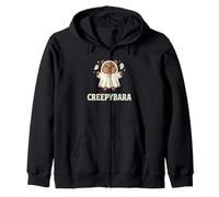 Creepybara Capybara Ghost Funny Halloween Scary Animal Zip Hoodie
