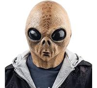 CreepyParty Bald Alien Mask with Big Eyes Creepy Alien ET Latex Full Head Masks Fancy Dress for Halloween Carnival Costume Party