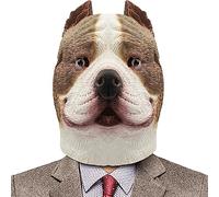 CreepyParty Bully Dog Head Mask Pitbull Animal Latex Full Head Realistic Masks Fancy Dress for Halloween Carnival Costume Party