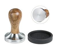 CreepyParty Coffee Tamper 51mm Espresso Press with Mat 304 Stainless Steel Base Wooden Handle for Coffee Grounds Barista Espresso Machines Accessory