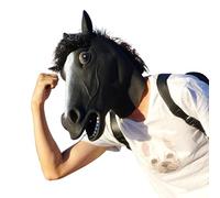 CreepyParty Deluxe Novelty Halloween Costume Party Latex Animal Head Mask Horse head(black)
