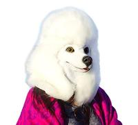 CreepyParty Novelty Halloween Costume Party Latex Dog Head Mask (White Poodle)
