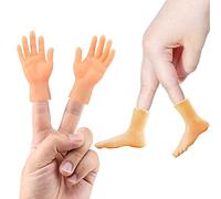 CreepyParty Small Hands and Feet Miniature Little Hands Feet Finger Puppets Mini Finger Hands Foot Tiktok Prank Game Toys (4 Pcs)