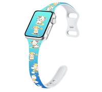 CREFORT Slim Cute Cartoon Band Printed Compatible with Apple Watch Bands 49mm 46mm 45mm 44mm 42mm 41mm 40mm 38mm Women, Silicone Adorable Printed Fadeless Pattern Design Strap for iWatch Series 11 10
