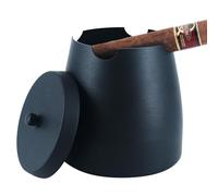 Crefun Cigar Ashtray with Lid, Windproof Outdoor Ashtray for Patio Garden, 4-Slot Cigar Holder with Removable Center Post, Large Heavy Duty Build, Cigar Accessories Gift for Men
