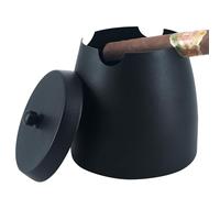 Crefun Outdoor Cigar Ashtray with Lid, 4-Slot, Large, Black